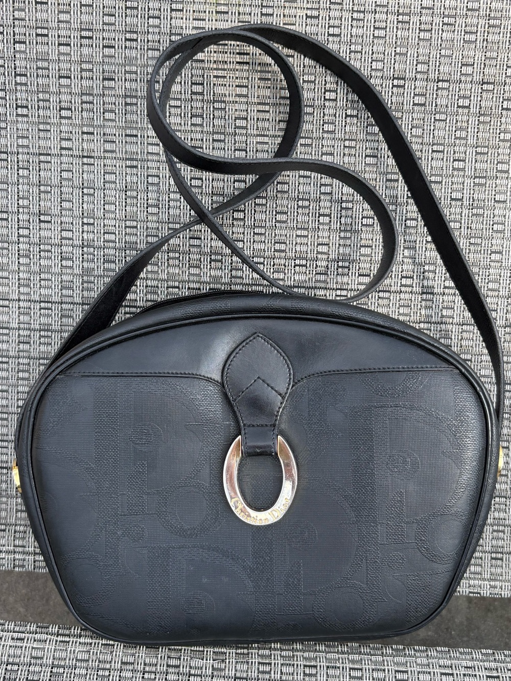 Authentic Christian Dior Trotter Monogram Saddle/Cross Body Bag Blk Leather - Picture 3 of 14